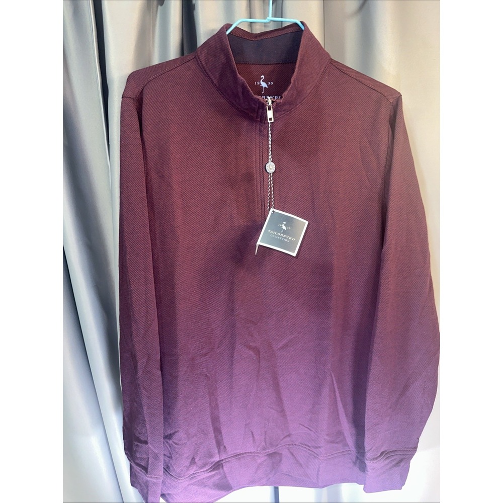 Tailorbyrd Men's Golf Long Sleeve Burgundy‎ Quarter Zip Sweater Size Medium